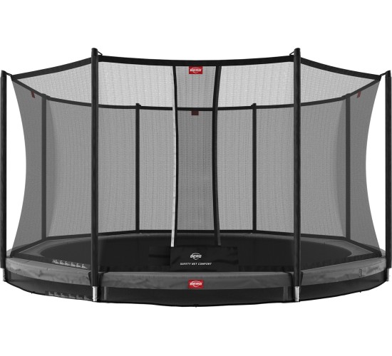 Trampolina BERG InGround Favorit - 430 cm, szara, z siatką zabezpieczającą Comfort