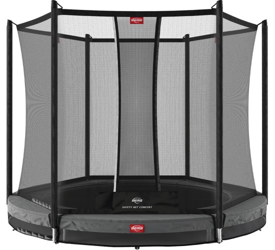 Trampolina BERG Favorit InGround - 200 cm, szara, z siatką zabezpieczającą Comfort