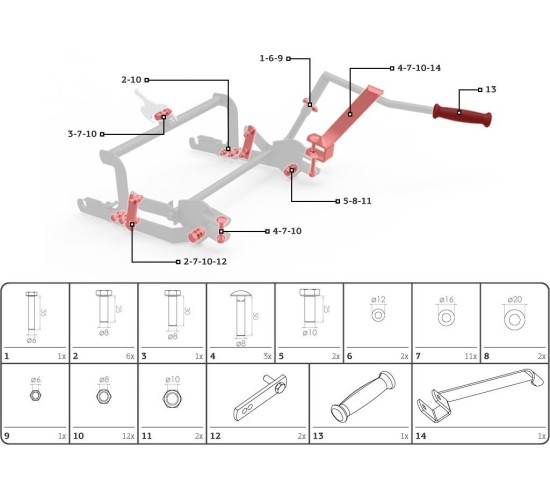 Rear lifting unit - Assembly set