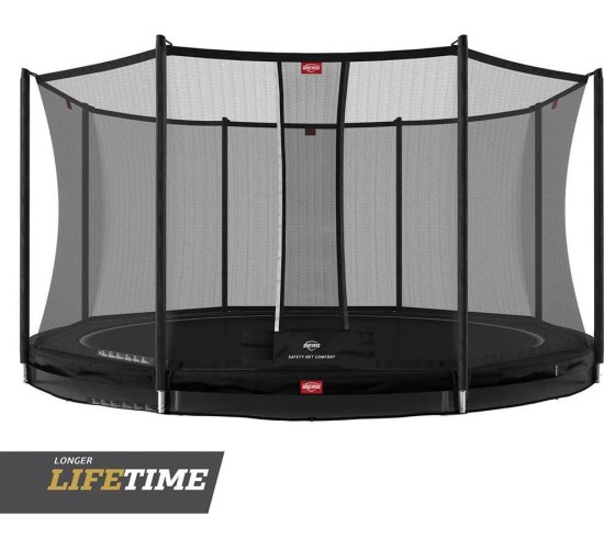 Trampolina BERG Favorit InGround - 430cm, czarna, z siatką zabezpieczającą Comfort