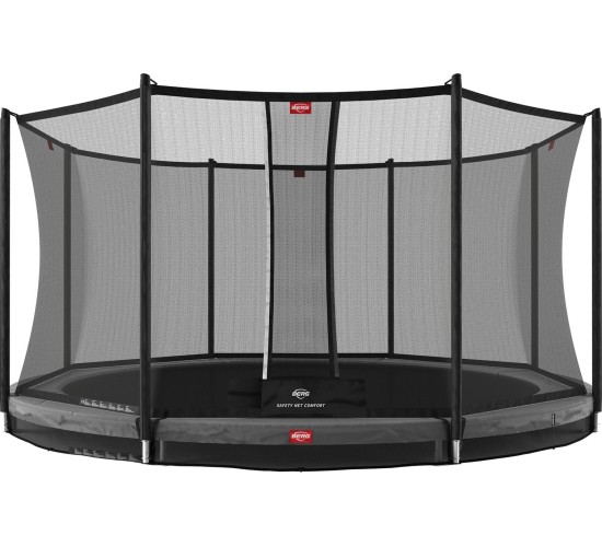 Trampolina BERG Favorit InGround - 330 cm, szara, z siatką zabezpieczającą Comfort