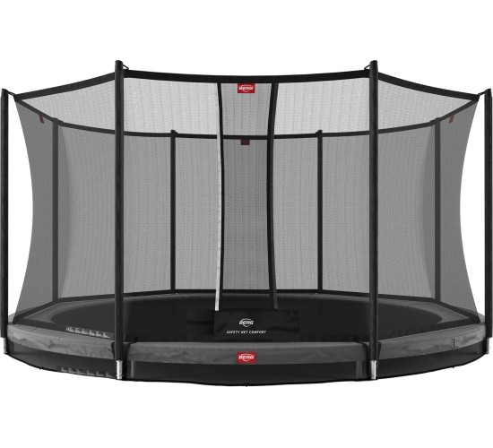 Trampolina BERG InGround Favorit - 380 cm, szara, z siatką zabezpieczającą Comfort