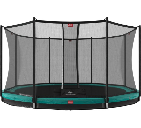 Trampolina BERG InGround Favorit - 380 cm, zielona, z siatką zabezpieczającą Comfort